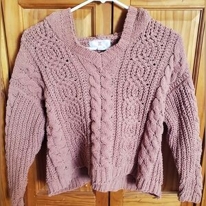 Chunky Mauve Cable Knit Cardigan